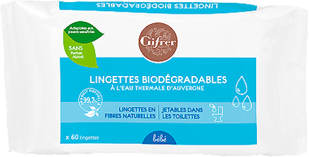 GIFRER Lingette biodégradable Eau Thermale bébé