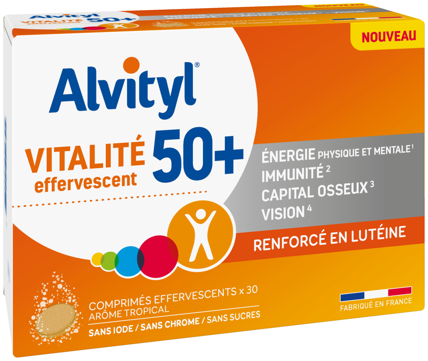 Alvityl Vitalité 50+ Alvityl Vitalité 50+ est un complément alimentaire renforcé en lutéine pour l'énergie physique et mentale, l'immunité, le capital osseux et la vision, pour les personnes âgées de 50 ans et plus